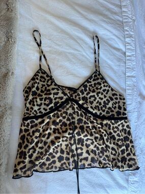 Leopard Print Cami Top with Black Trim